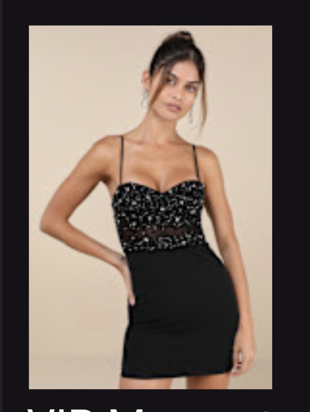 NWT Lulu's Black Sequin Bustier Mini Dress with Sheer Waist